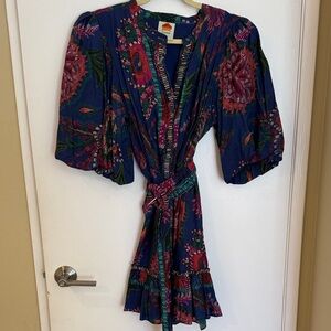 FARM Rio Vibrant Blue and Pink Floral Mini Dress